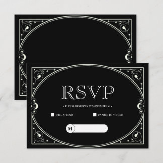 Elegant Minimalist Black and White Rsvp card