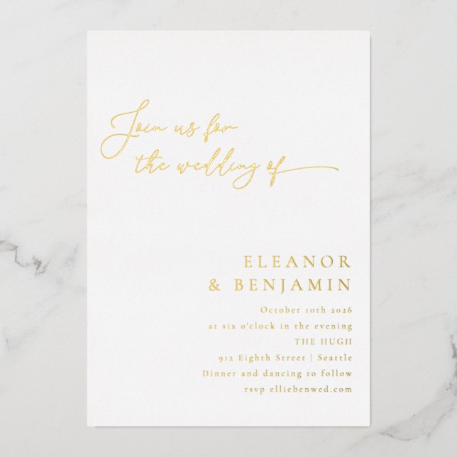 Elegant Minimalist Black and White Script Wedding (Front)