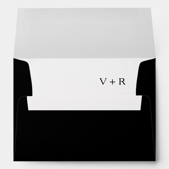 Elegant Minimalist Black and White Wedding Envelope (Back (Bottom))