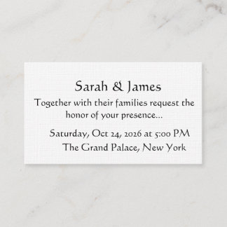 Elegant Minimalist Black and White Wedding Invitat Place Card