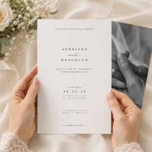 Elegant Minimalist Black and White Wedding Invitation
