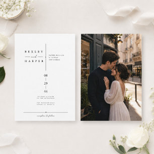 Elegant Minimalist Black and White Wedding Invitation