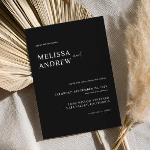 Elegant Minimalist Black and White Wedding Invitation