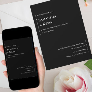 Elegant Minimalist Black And White Wedding Invitation