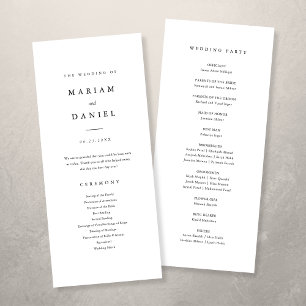 Elegant Minimalist Black and White Wedding Programme