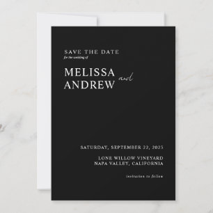 Elegant Minimalist Black and White Wedding Save The Date
