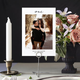 Elegant Minimalist Black and White Wedding  Table Number