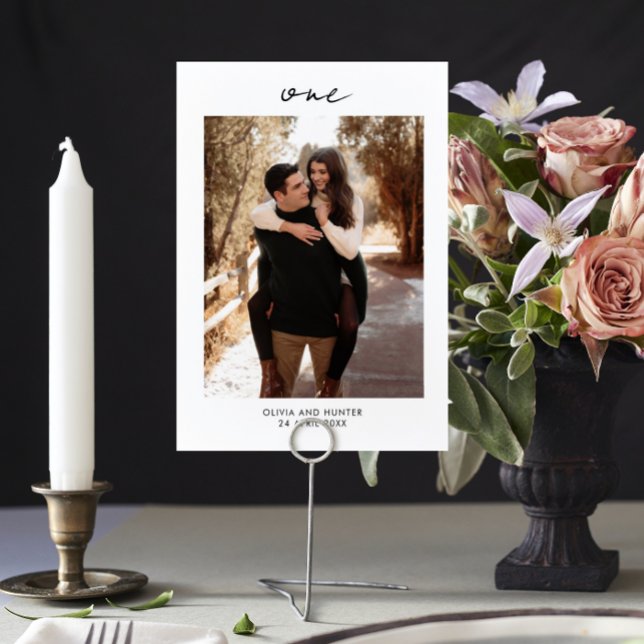 Elegant Minimalist Black and White Wedding  Table Number (Creator Uploaded)