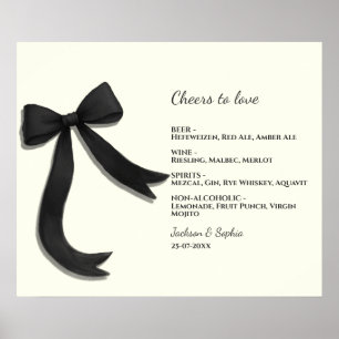 Elegant Minimalist Black Bow Simple Elegant Menu Poster