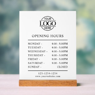 Elegant Minimalist Black   Business Opening Hours Acrylic Sign
