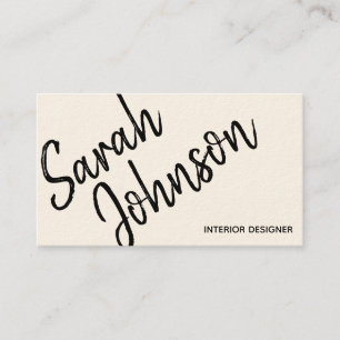 Elegant Minimalist Black Calligraphy Cream Matte Business Card