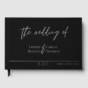 Elegant minimalist Black calligraphy foil Guest Book