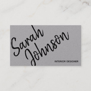 Elegant Minimalist Black Calligraphy Grey Kraft Business Card