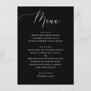 Elegant Minimalist Black Calligraphy Wedding Menu