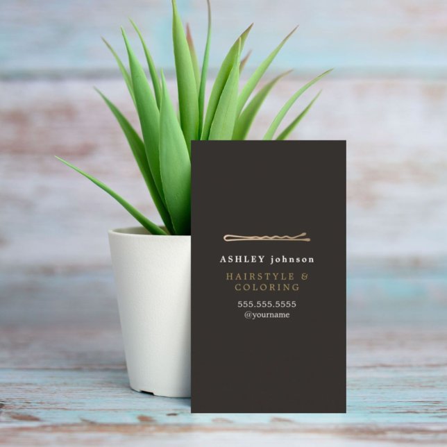Elegant Minimalist Black Faux Gold Hairdresser Business Card (Creator Uploaded)