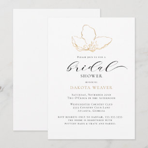 Elegant Minimalist Black Gold Bridal Shower Invitation