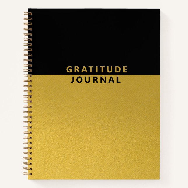 Elegant Minimalist Black Gold Foil Gratitude Notebook (Front)