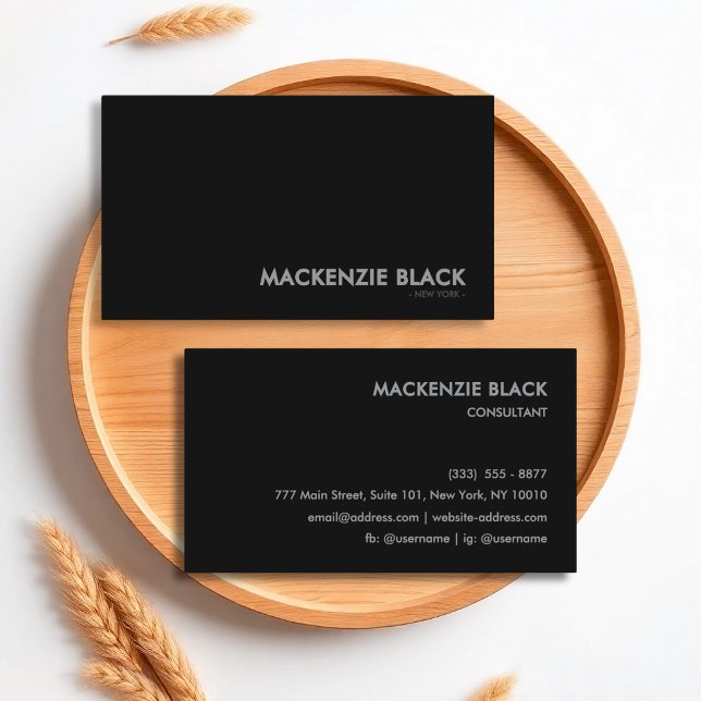 Elegant Minimalist Black Monochrome Business Card (Creator Uploaded)