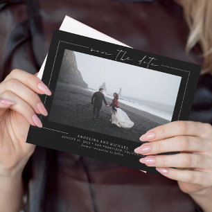 Elegant Minimalist Black Save the Date Photo