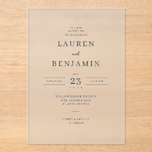 Elegant Minimalist Black Serif Wedding Invitation