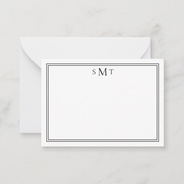 Elegant Minimalist Black Three Letter Monogram Card (Front)