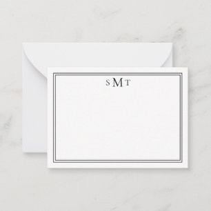 Elegant Minimalist Black Three Letter Monogram Card