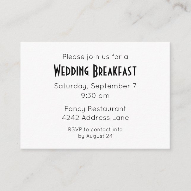 Elegant Minimalist Black Wedding Event Invitation (Front)