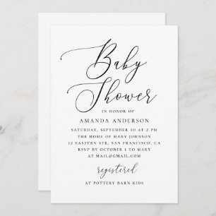 Elegant Minimalist Black & White Baby Shower Invitation