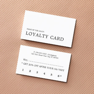 Elegant Minimalist Black White Beauty Loyalty Card