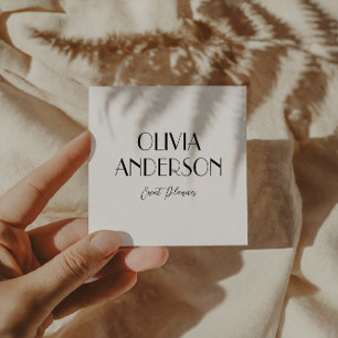 Elegant Minimalist Black & White Boho Chic Modern Square Business Card