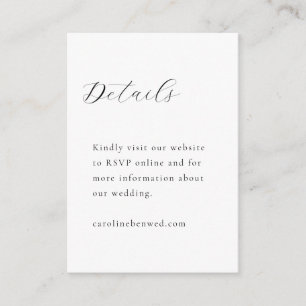 Elegant Minimalist Black White Calligraphy Wedding Enclosure Card