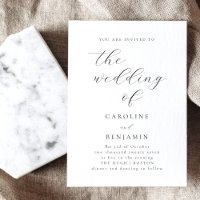 Elegant Minimalist Black White Calligraphy Wedding