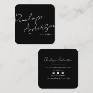 Elegant Minimalist Black & White Chic Modern   Square Business Card
