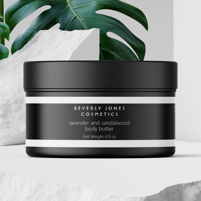 Elegant Minimalist Black White Cosmetics Jar Label (Creator Uploaded)