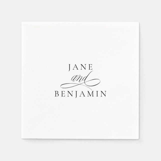 Elegant Minimalist Black & White Fine Art Wedding Napkin (Front)