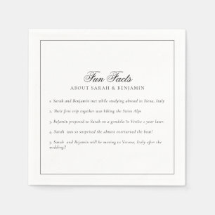Elegant Minimalist Black & White Fun Facts Wedding Napkin