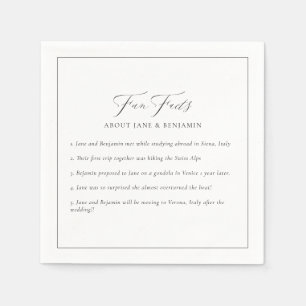 Elegant Minimalist Black & White Fun Facts Wedding Napkin