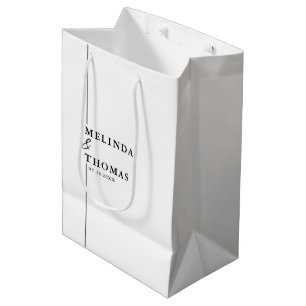 Elegant Minimalist Black & White Modern Wedding  Medium Gift Bag