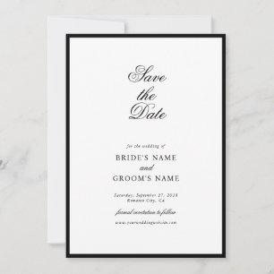 Elegant Minimalist Black White Monogram Wedding Save The Date