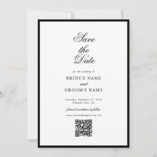 Elegant Minimalist Black White Monogram Wedding Save The Date