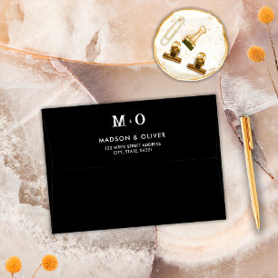 Elegant Minimalist Black White Retro Vinyl Record Envelope