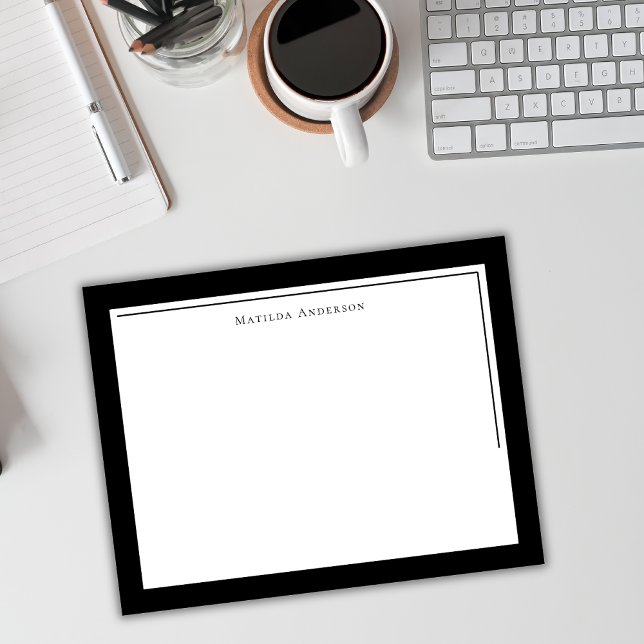 Elegant Minimalist Black White Two Border Name  Card (Creator Uploaded)