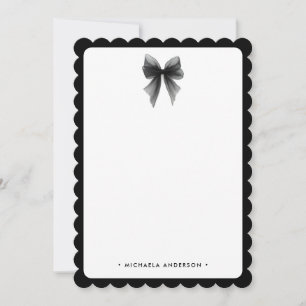 Elegant Minimalist Black & White Watercolor Bow Card