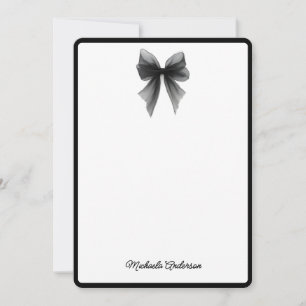Elegant Minimalist Black & White Watercolor Bow Card