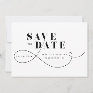 Elegant Minimalist Black & White Wedding Save The Date