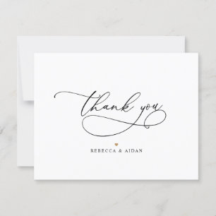 Elegant Minimalist Black & White Wedding Thank You Card