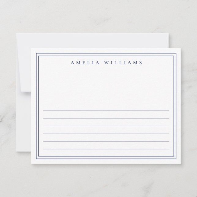 Elegant Minimalist Blue Half Lined Card (Front)