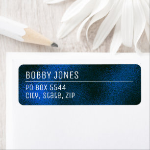 Elegant Minimalist Blue Metallic Return Address