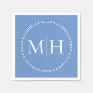 Elegant Minimalist Blue Monogram Wedding Napkin