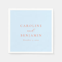 Elegant Minimalist Blue Orange Calligraphy Wedding